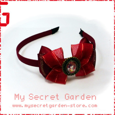 Touhou Project 東方 Reimu Hakurei Anime Cabochon Hair Bows ( Hair Clip or Hair Band )